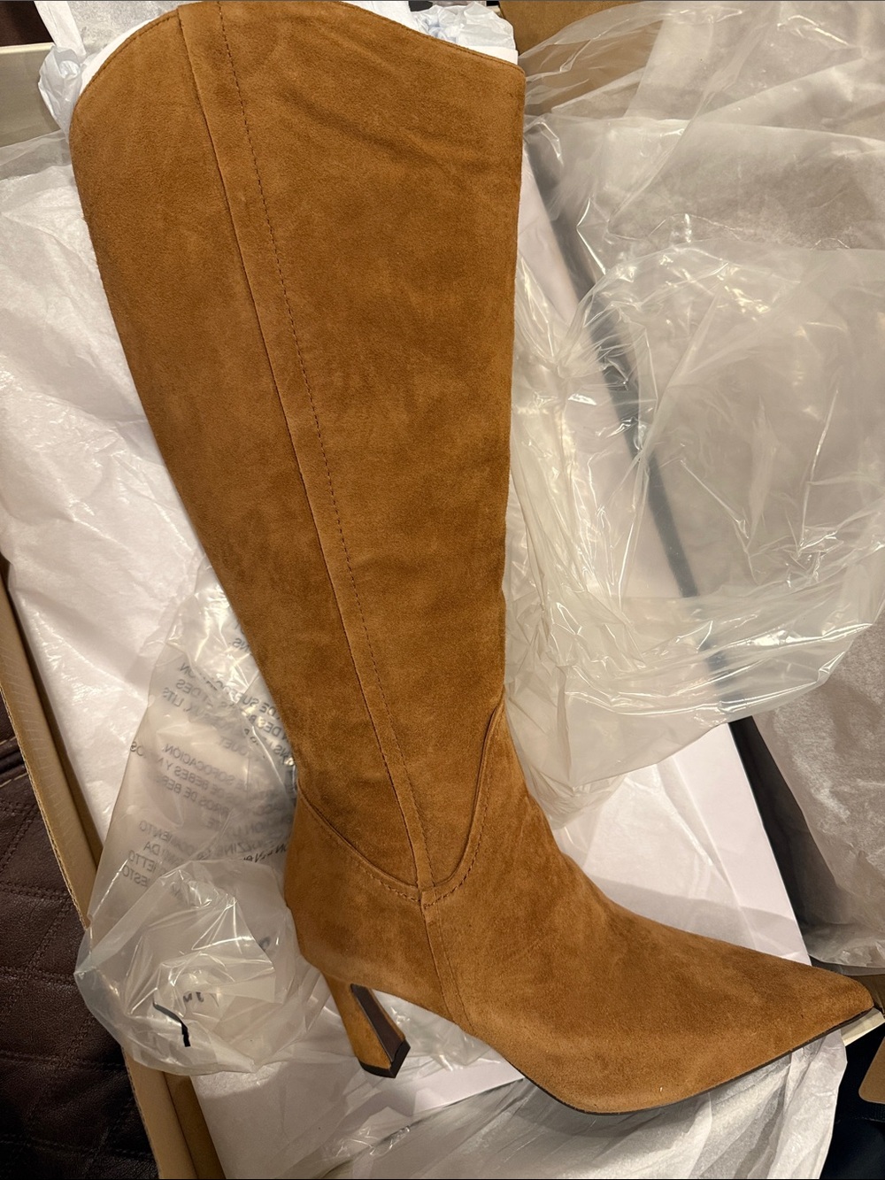 Naturalized 7 wide calf Women's Tall Pointed-Toe Suede Boots - Tan